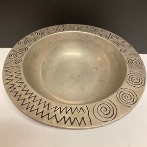 RWP Wilton Co Armetale Reggae Serving Bowl Pewter Dish Tribal